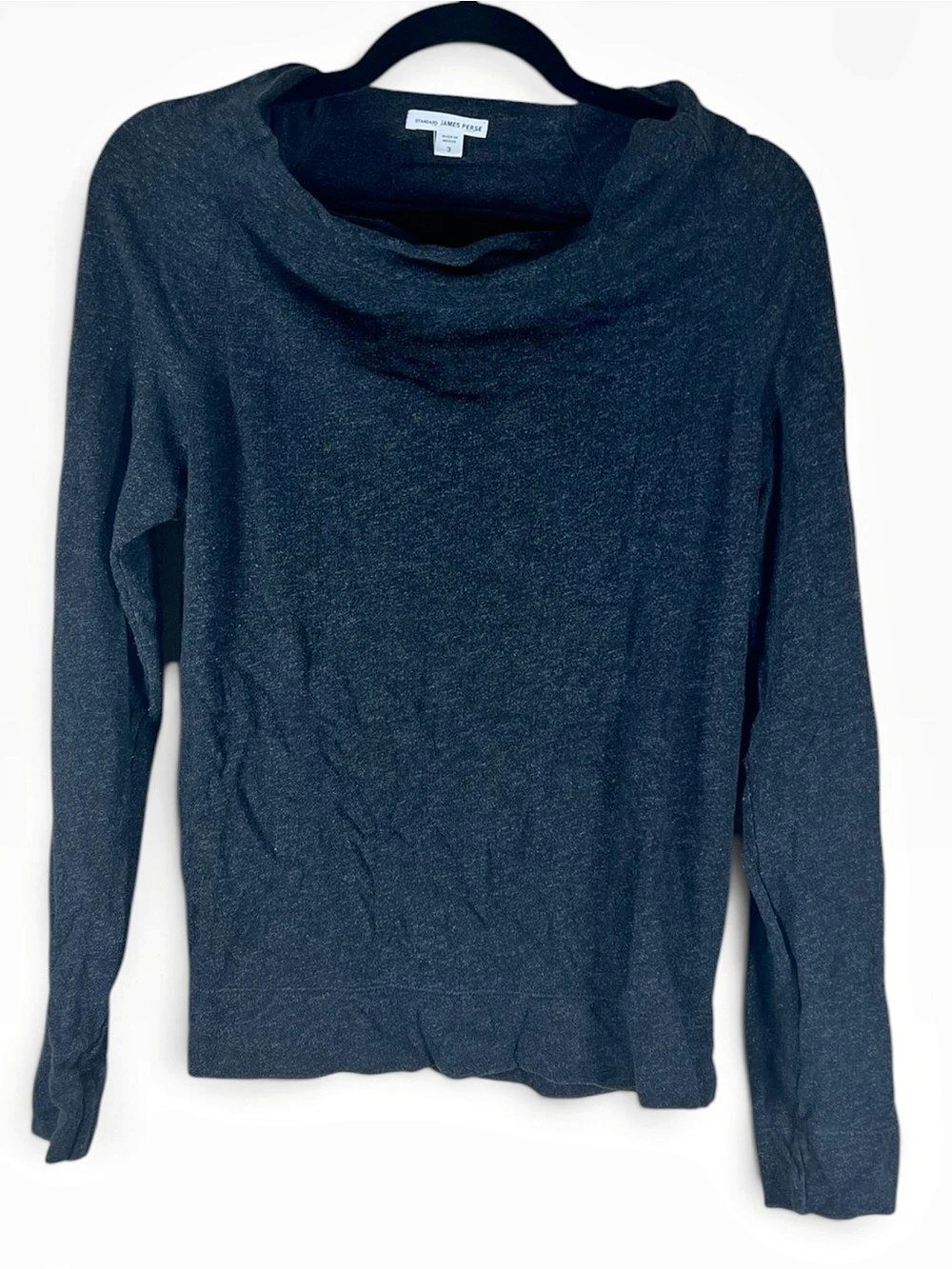 Standard James Perse Womens Cowl Neck Pullover Charcoal Size Large Minimalist